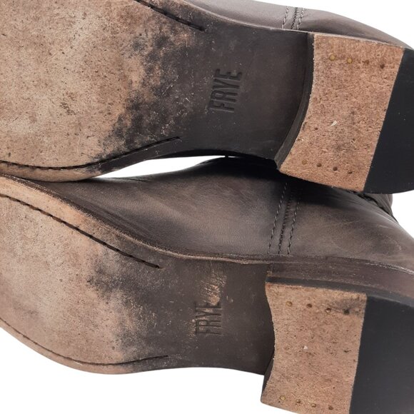 Frye Cara Gray Leather Mid Calf Roper Boots SZ 9 - Picture 11 of 16